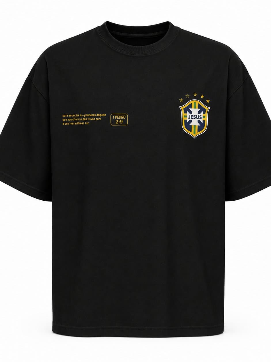 Camiseta do Brasil Cristã Jesus Preta